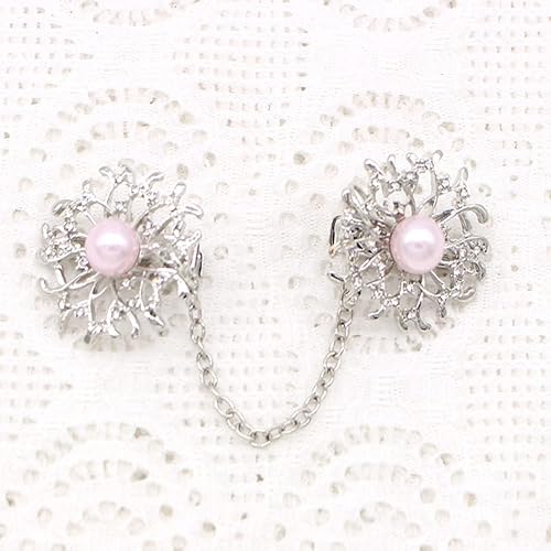Vista 5 de HZYFP OY - Clips de cárdigan para suéter de perlas falsas para cuello de perlas y chal, clip antiguo para ropa para mujer