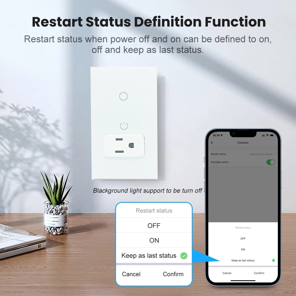 WiFi Smart Tuya Light Switch for Stairs Wall Socket American Plug Outlet Intelligent Glass Panel Remote Voice Control — view 6
