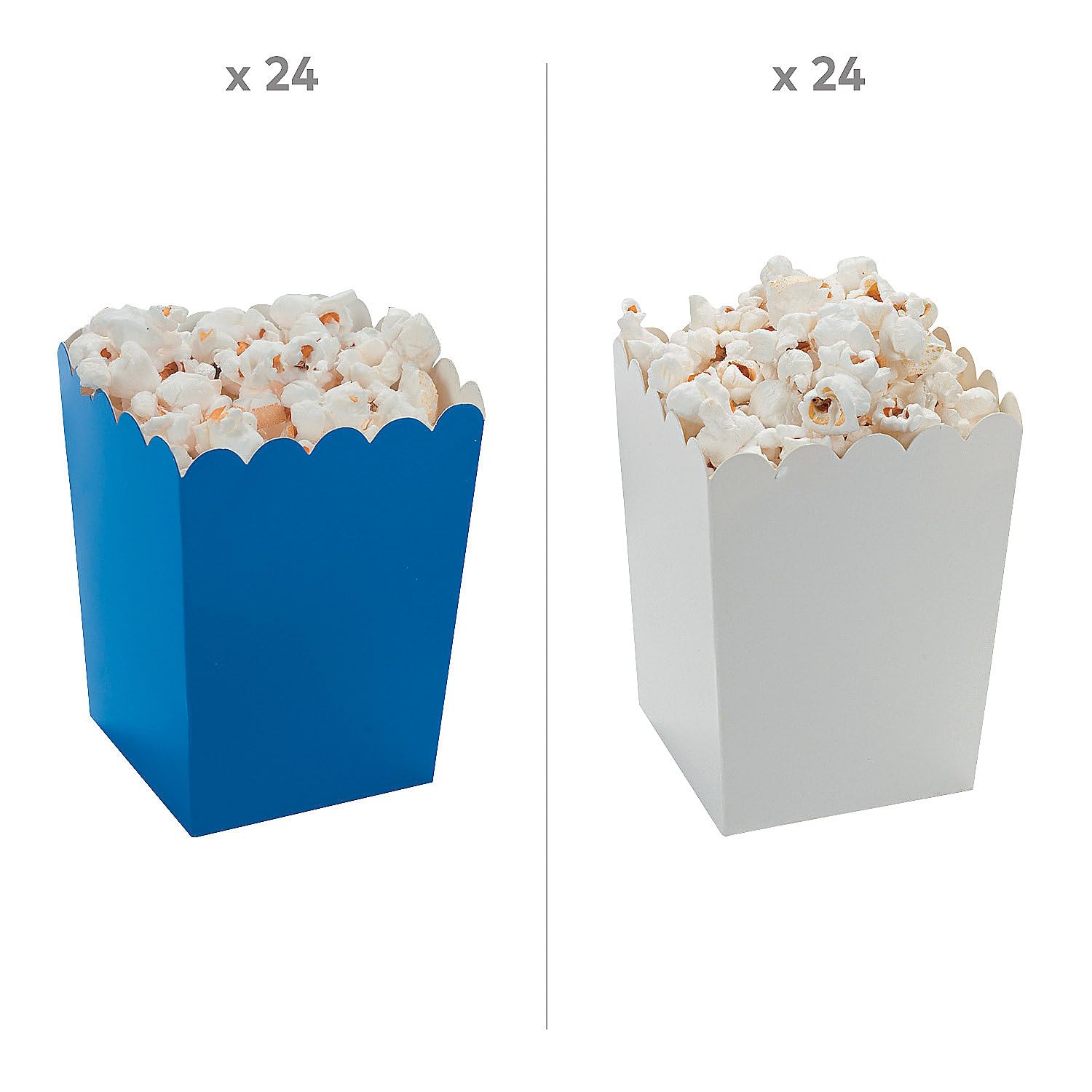 Mini Blue & White Popcorn Box Assortment Kit 48 Pieces