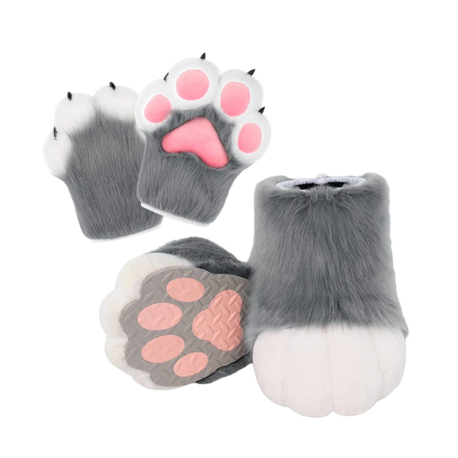UGPLM Cosplay Animal Paws Fursuit for Women Gloves for Holiday Role Playing Masquerade: Gray