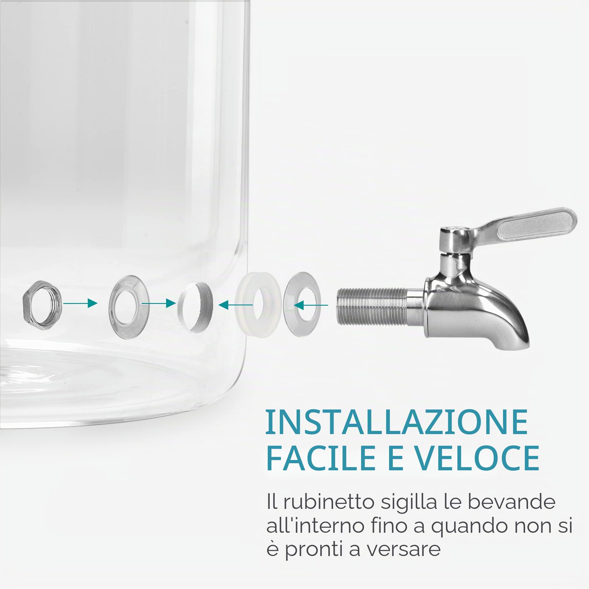 Navaris 5.6L Contenitore Bevande in Vetro con Rubinetto Distributore Acqua Sangria Cocktail Vino