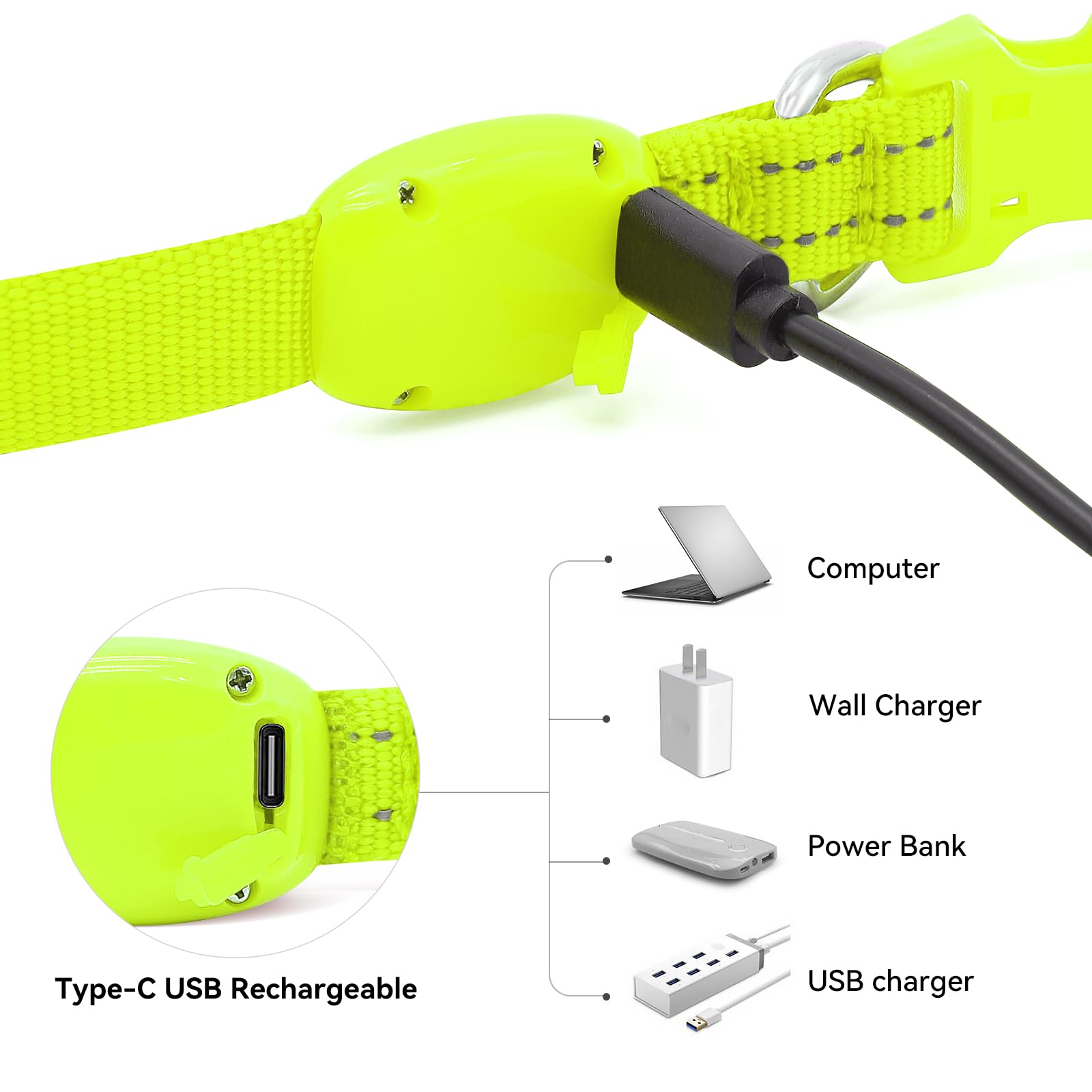 BSEEN Collar de Perro LED, Recargable por USB, Collar para Perros pequeños, Collar de Seguridad Brillante para Gatos con cincha de Nailon Ajustable de Alta Visibilidad para Perros y Gatos