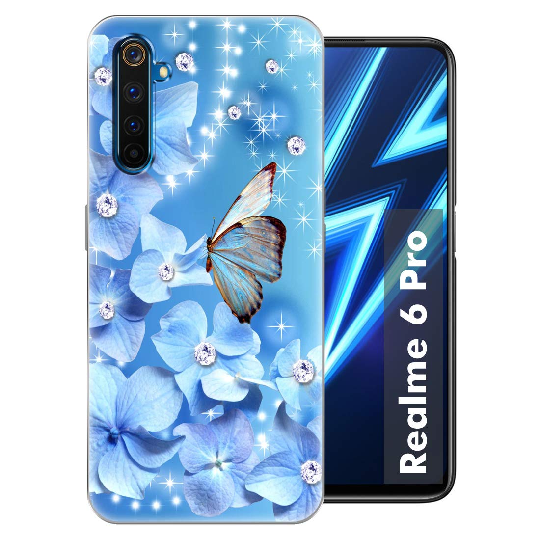 Fashionury "Diamond Butterfly Silicone Soft Designer Printed Back Cover for Realme 6 Pro (B0877335PX) Amazon Price History, Amazon Price Tracker