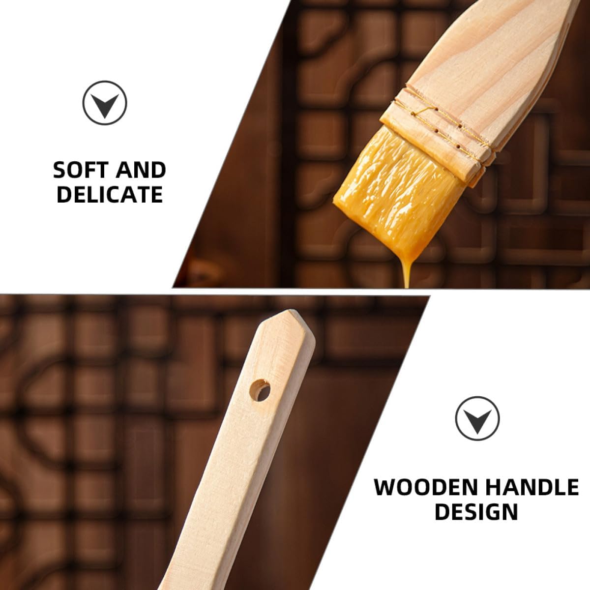 FRCOLOR Wool Basting Brush for Cooking and Bbq Small Baking Pastry Oil Brush with Wooden Handle for Grilling and Baking