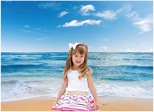 Yongqian Summer Hawaii Sea Beach Photography Backdrops 82X60In Blue Sky Ocean Photo Background Wedding Party Decoration Backdrop Birthday Banner Studio Props Cake Table Decor Supplies #TOP3