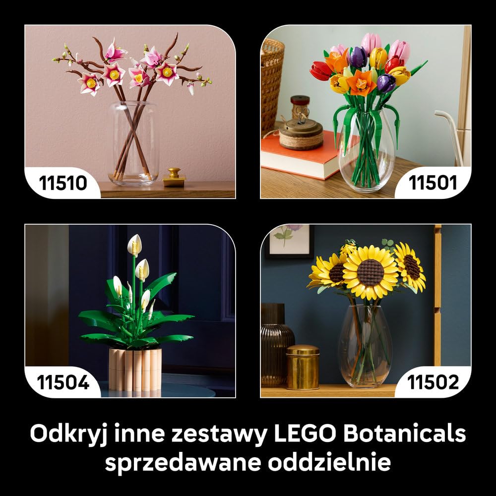 LEGO Botanicals Grzyby leśne, zestaw konstrukcyjny dla dorosłych, roślinna ozdoba do salonu z muchomorem i kwiatami, pomysł na prezent dla kobiety, mężczyzny i miłośników roślin 11505