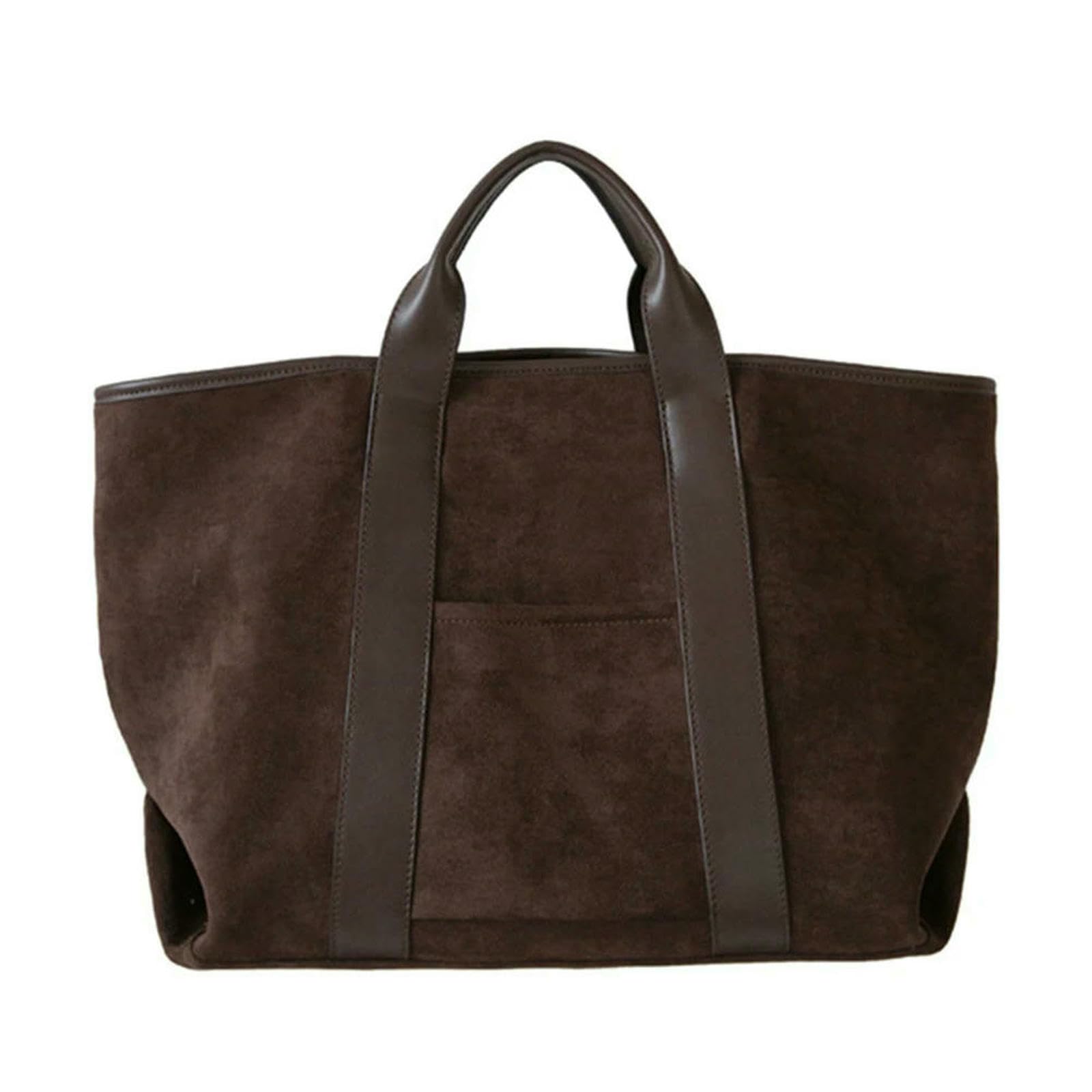 CHENSHI Borsa a Mano Donna in Pelle Scamosciata per Sacca da Lavoro Top Vintage di Grande capacità-Marrone