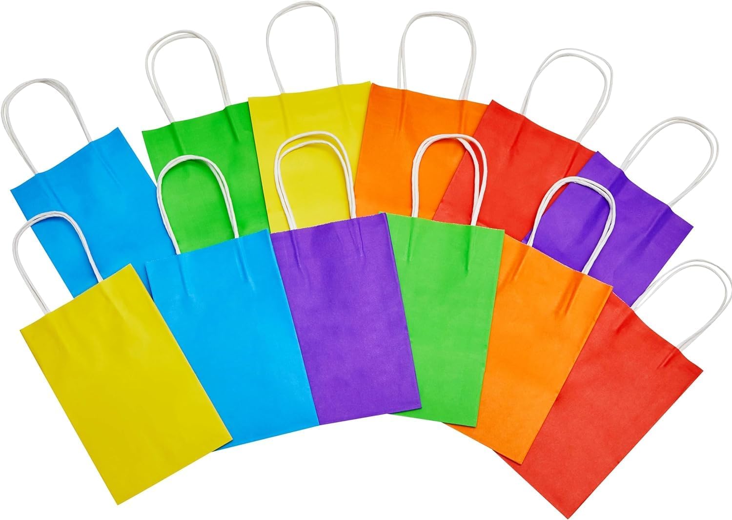 SUNCOLOR 12-Pack Rainbow Small Gift Bags with Handles – 8" Recyclable Goodie Bags for Party Favors, Birthdays & Celebrations - Image 5