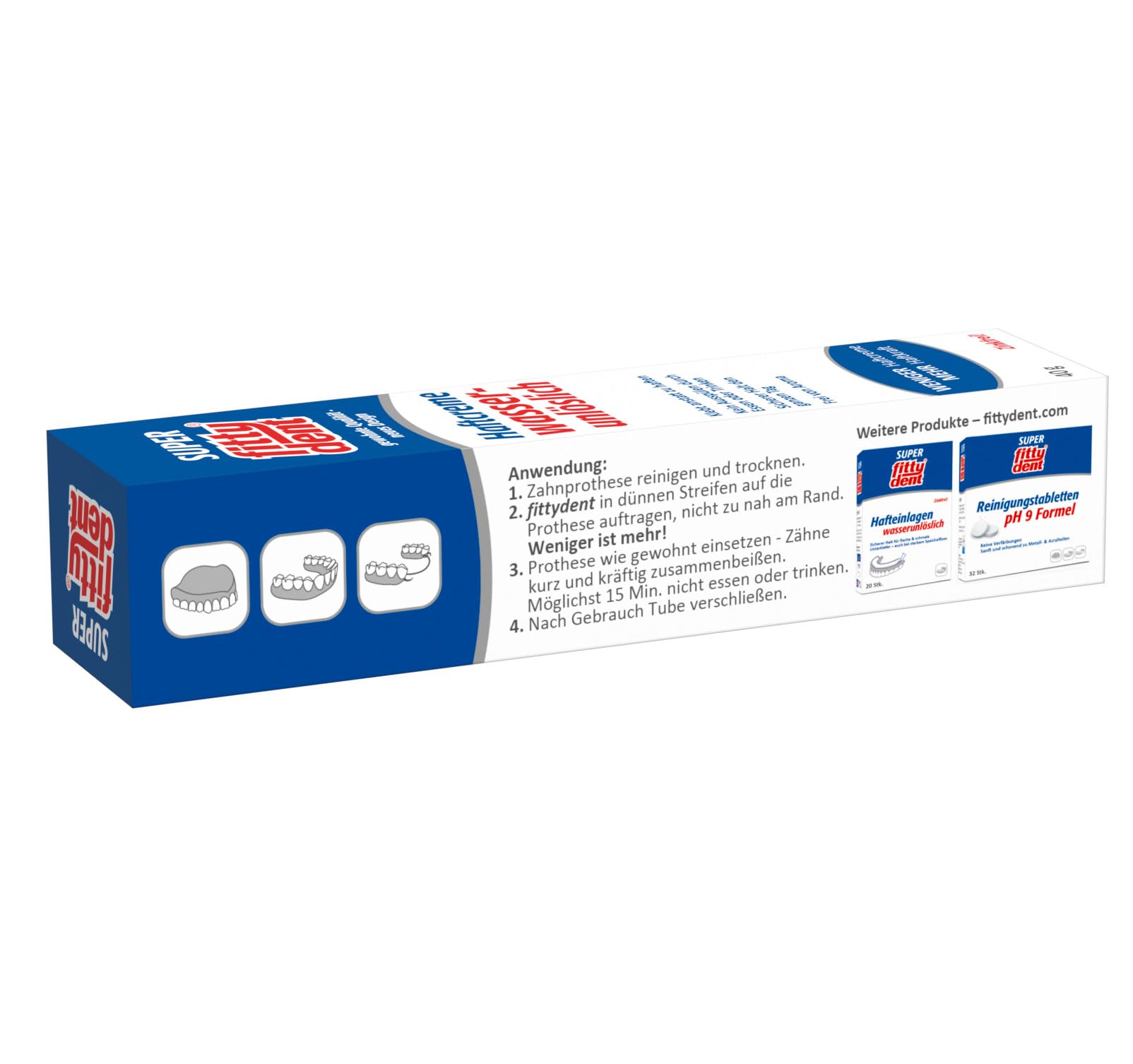 5X FITTYDENT Crema Super Adesiva 40 g PZN 2171042 Insolubile in Acqua, Senza Zinco