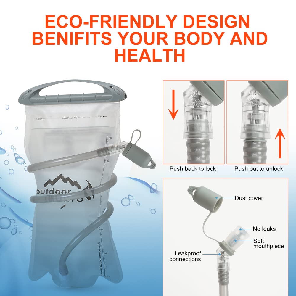 INOXTO Sac à dos d'hydratation avec réservoir d'eau étanche de 2 L, sac à dos d'hydratation léger pour homme, sac à dos pour cyclisme, motocross, escalade, trail, course à pied (orange)