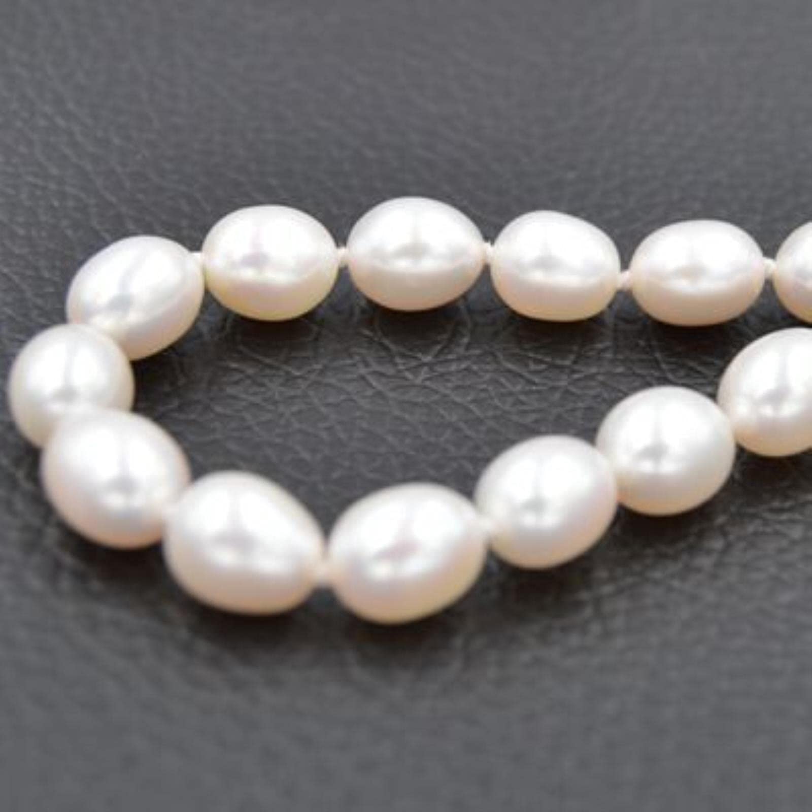 LOKILOKI Collar De Perlas Naturales De 7-8 Mm, Joyería De Perlas De Agua Dulce De Arroz para Mujeres, Regalo Clásico del Día De La Madre, 40 Cm
