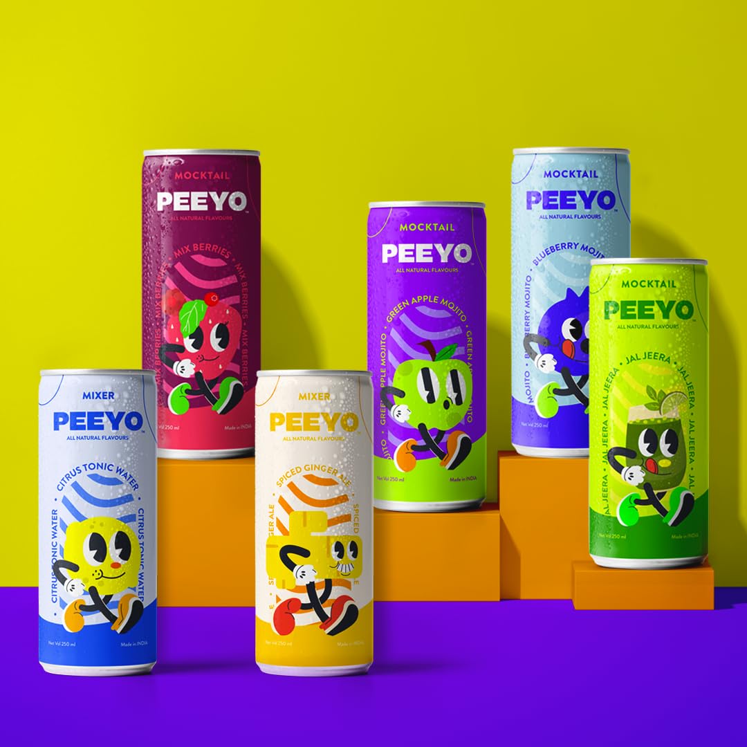 PEEYO Sampler Box of Mocktails and Mixers I Ready To Drink | Carbonated I All Natural Drinks, Original Flavour, 250ml per Can (Pack Of 6)-image-34