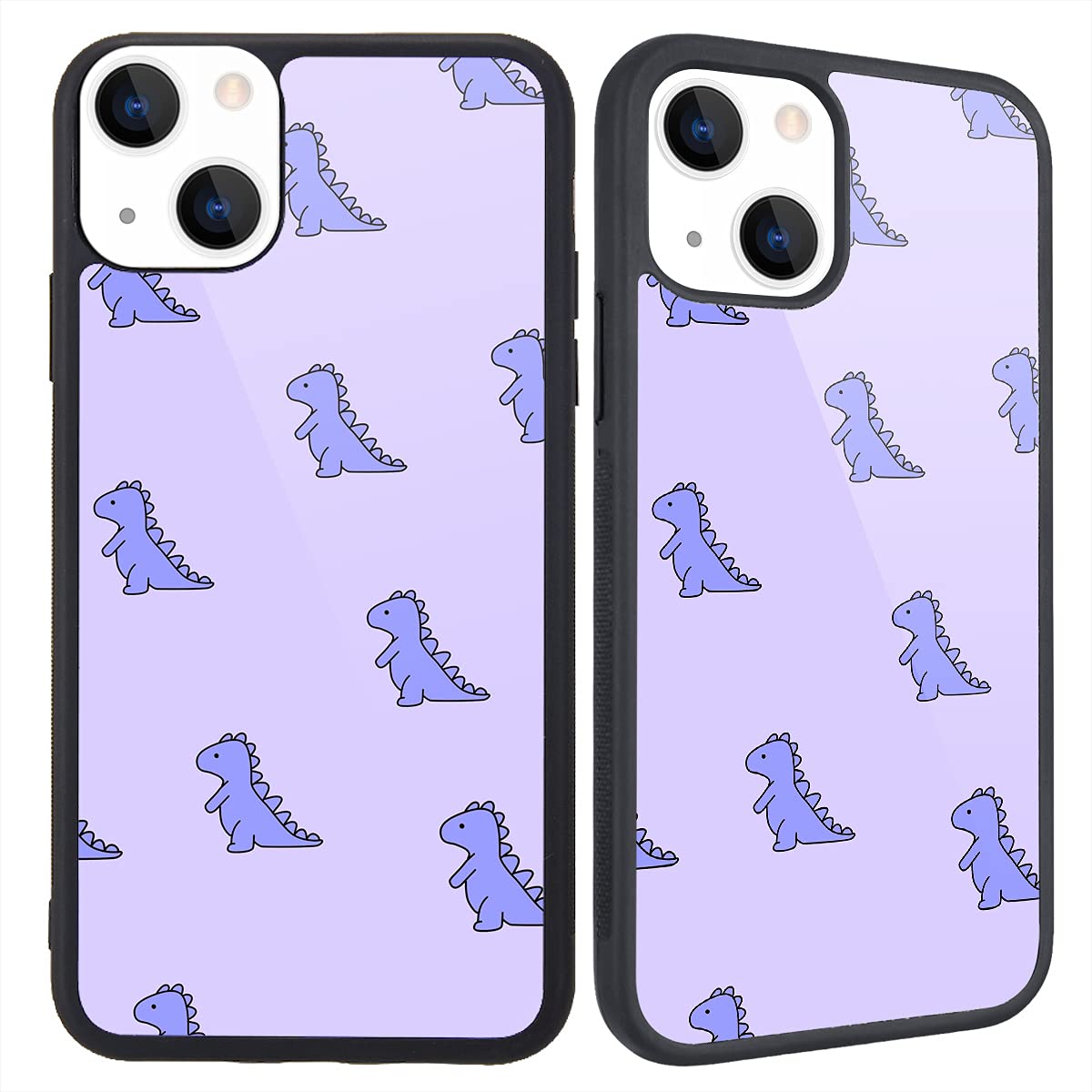 MAYCARI Compatible with iPhone 13 Case Purple Cartoon Dinosaur for Girls Women, Hard Back Cute Animal Design Soft TPU Bumper Protective Phone Case for