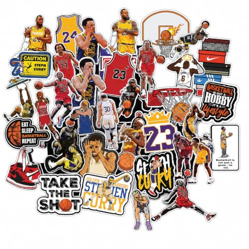 Image of Sticker Pack, Cute Aesthetic Stickers, Gen-Z Vibes, Vinyl Waterproof Stickers for Laptop, Water Bottle, Journal, Scrapbooking Gift, (4 Sheets), NBA