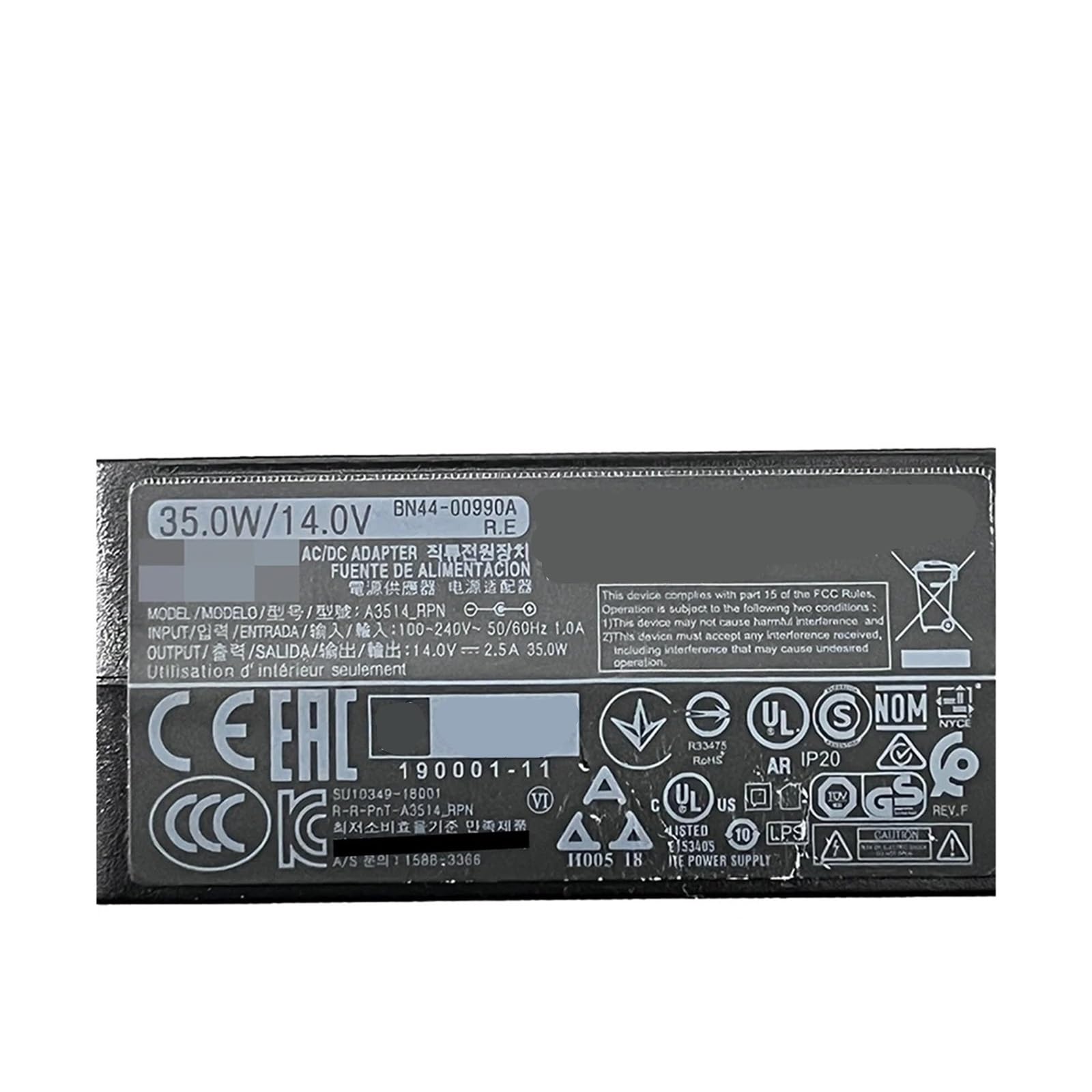 Adaptador De Monitor AC/DC, Cargador De Corriente 14V 2.5A 35W A3514_RPN BN44-00990A For CF396 C24F396FHN LC24F396FHNXZA, Cable HDMI