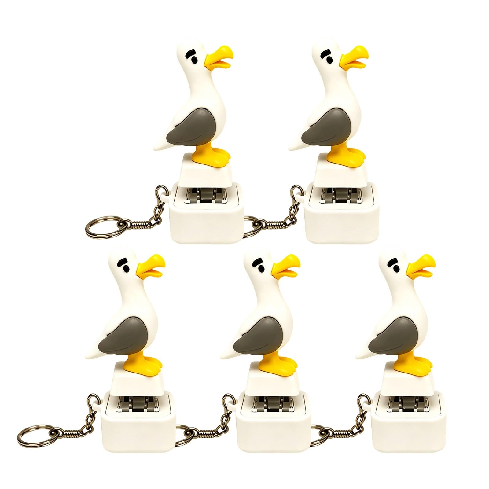 Seagull Mine Sound Button Keychain Seagull Clicker Fidget Toys (Clear*5)