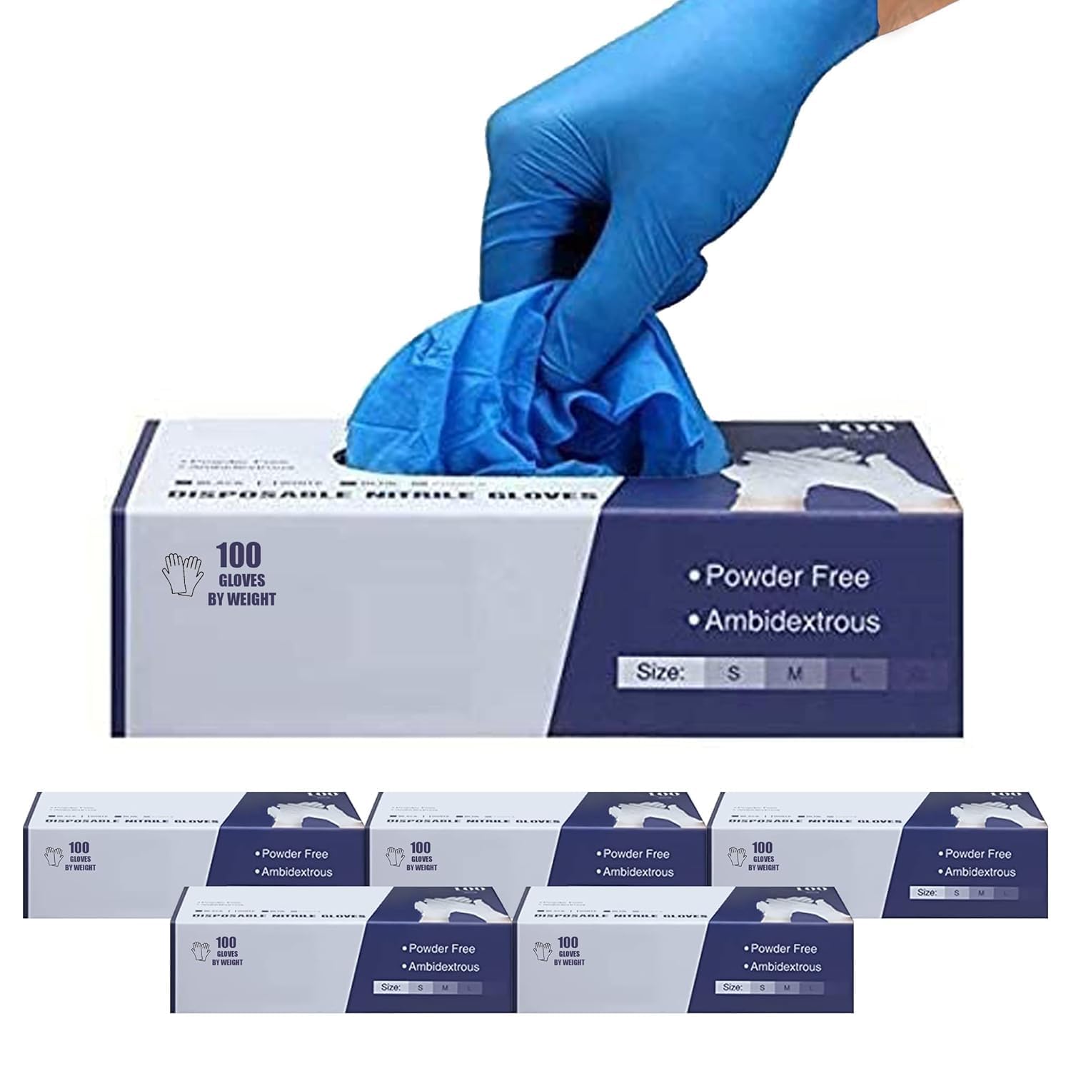 Surgicals Powder Free Nitrile Gloves, Food Grade, Hand Disposable Gloves - 1000 Count - Blue (1000, Medium)