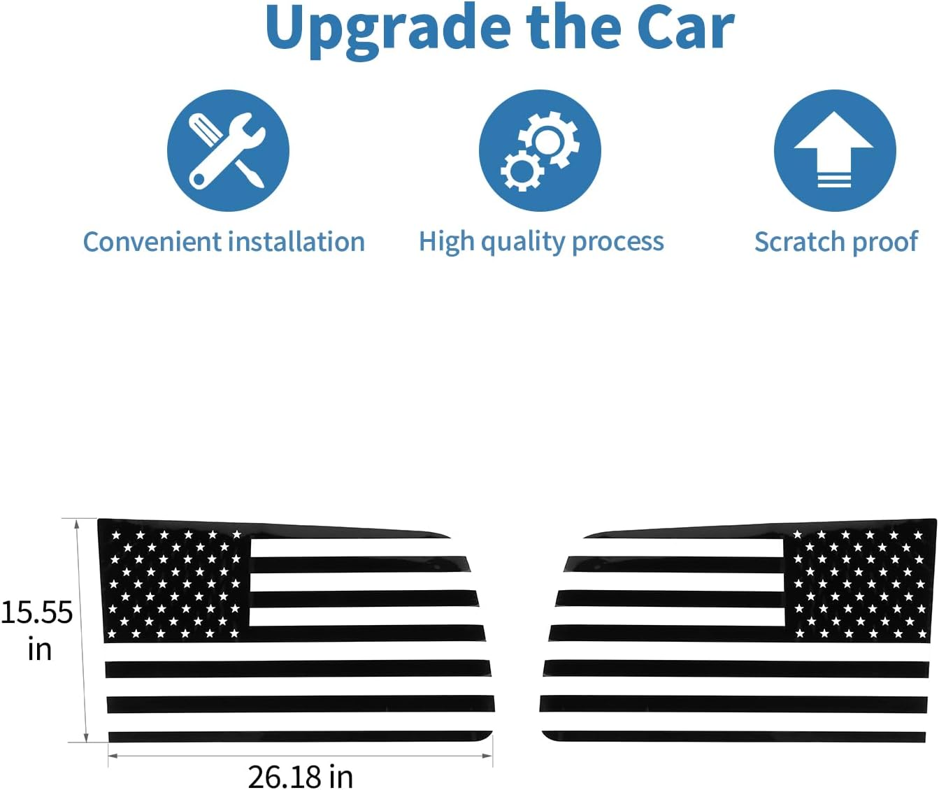 for Nitro Rear Window Sticker Decal Fit for Dodge Nitro 2007-2012 Black American Flag Exterior Accessories 2pcs