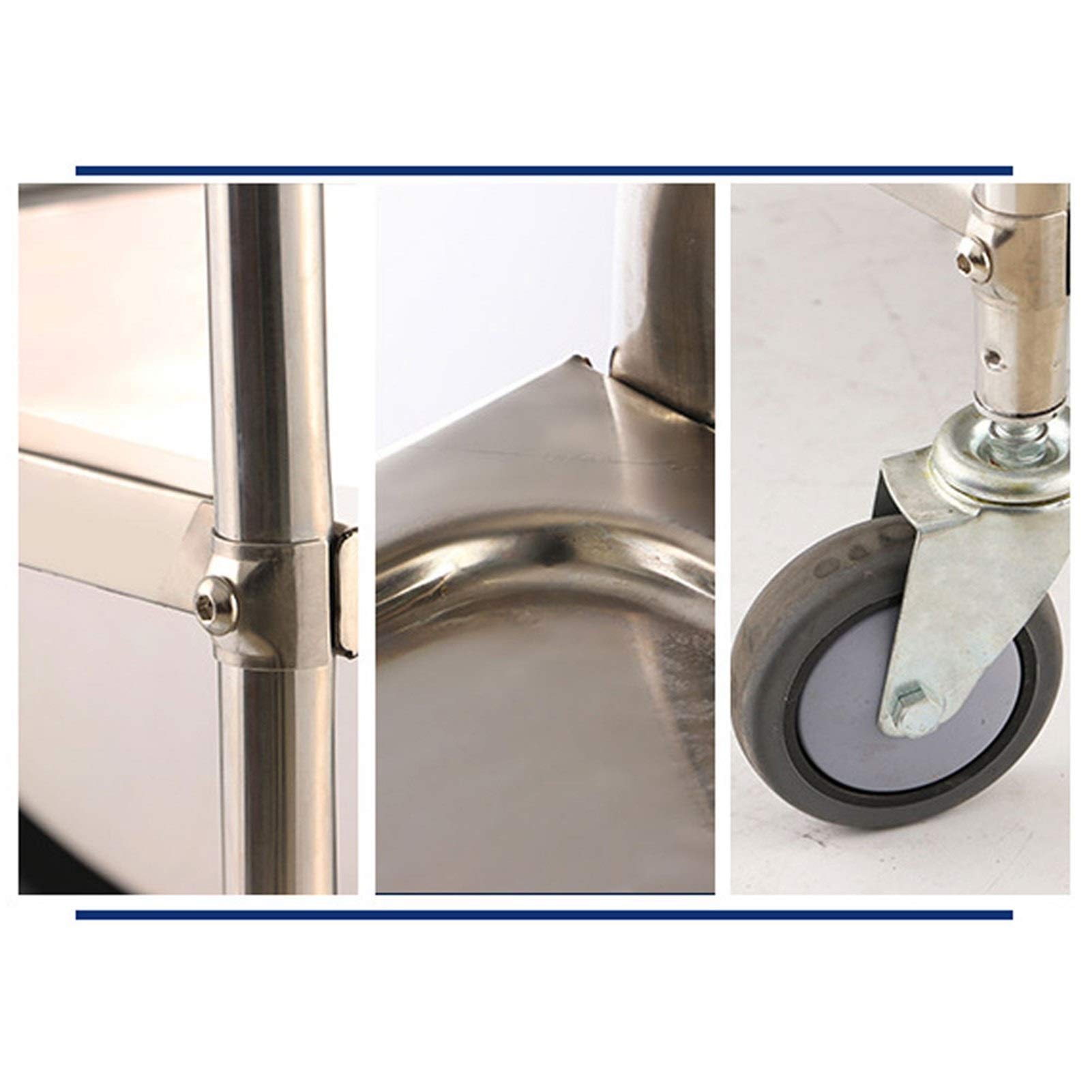 Carrello da bar in acciaio inox con 3 ripiani e ruote, carrello da portata per cucina, catering, portabottiglie portatile