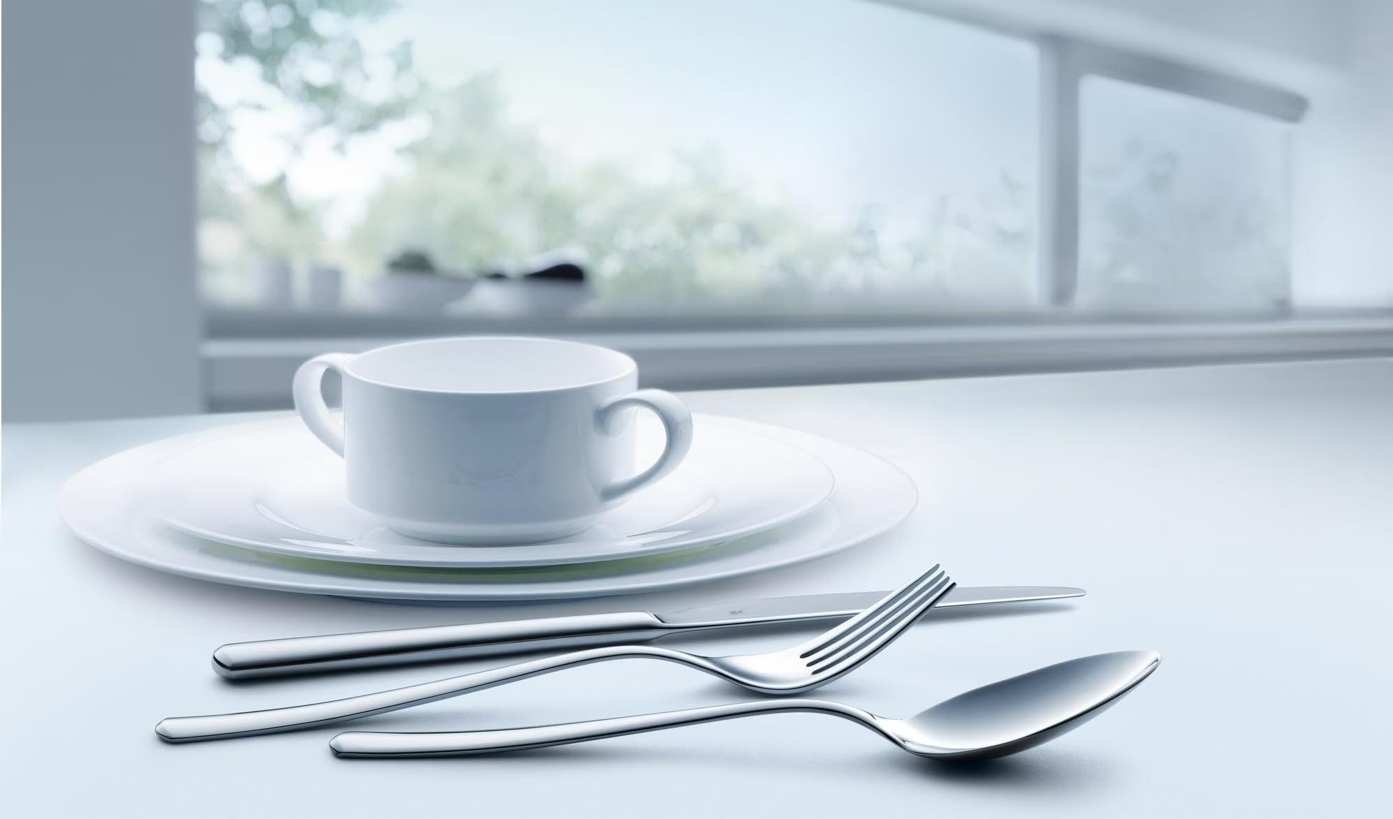 WMF Boston Besteck Set 60-teilig für 12 Personen Essbesteck, Spülmaschinenfest, Edelstahl, Poliert und rostfrei, Monobloc-Messer mit langlebiger Schärfe, elegantes Essbesteck für Alltag und Gäste