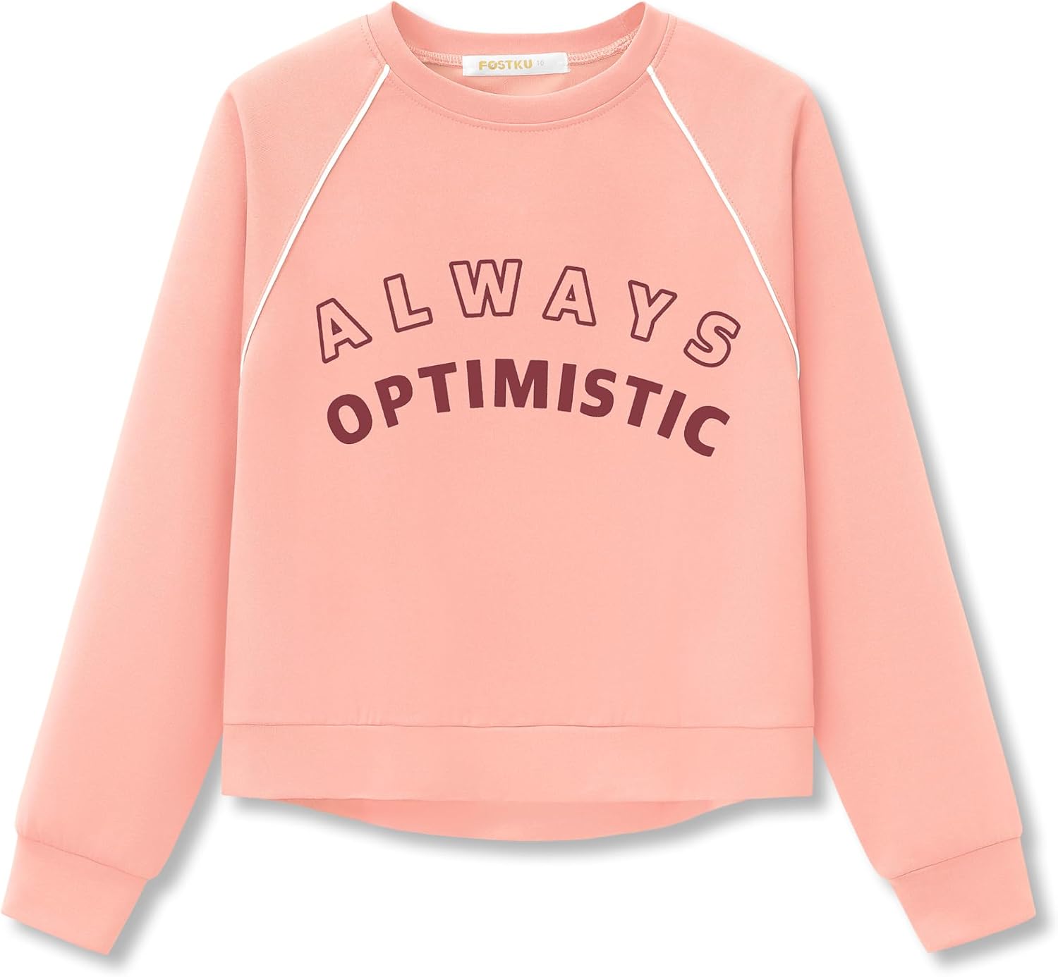 Girls Raglan Scuba Knit Cropped Long Sleeve Sweatshirt Sizes 6-18 | Stretchy soft knit material, ribbed cuffs and hem, pullover sweatshirt design, casual daily school wear, for teen & big girls