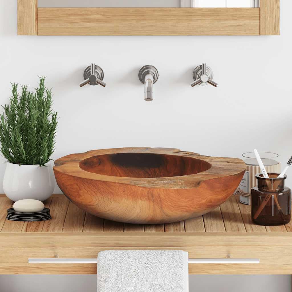 Generisch Becken Teak Massiv 45 cm,Heimwerkerbedarf,Sanitärbedarf,Sanitärkeramik & Armaturen,Waschbecken & Spülen,Badezimmer-Waschbecken,5.5KG,243475