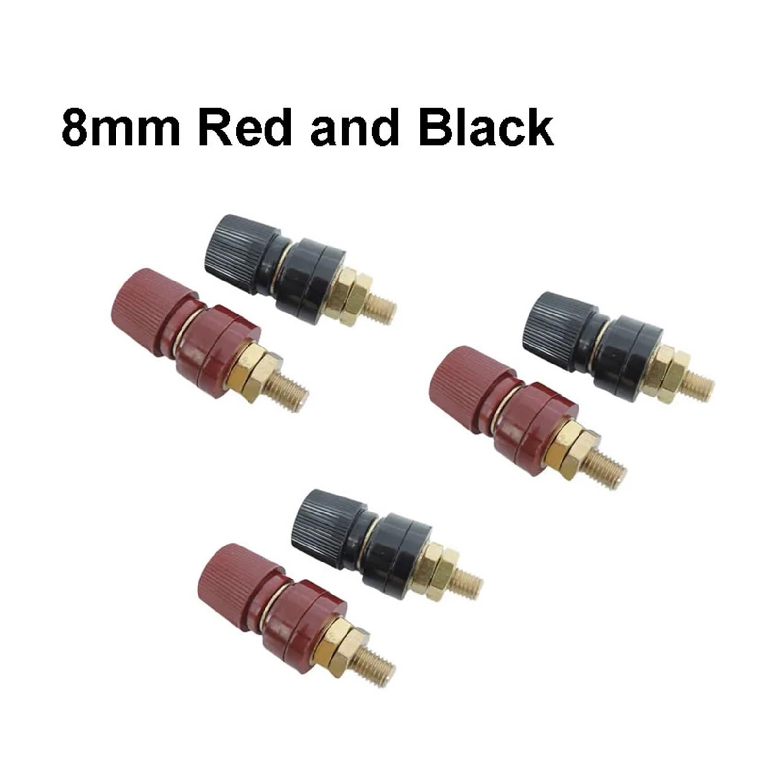 Power Junction Post Connectors Brass 6mm 8mm Stud Power Junction Post Connectors Replacement Terminals red Black Kit(8mm 3 Pairs)