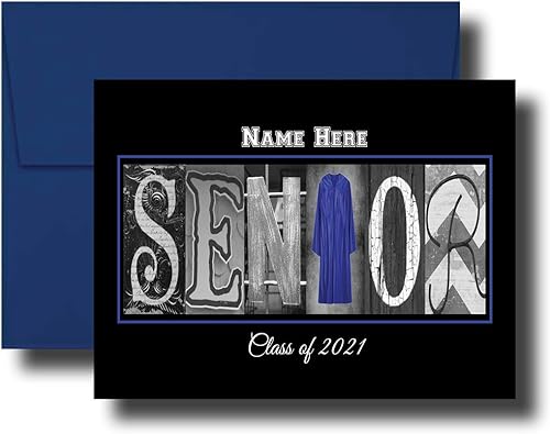 Vista 14 de Senior Class of 2025, 2026, 2027 Graduation Cards, 5"x7" Flat or Folded Card Choice envelope color,Custom Graduation, Elegant, Letter Art, Scroll