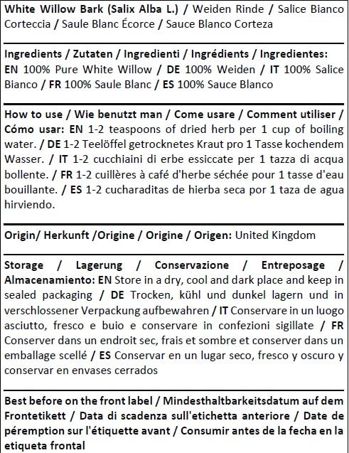 Miniatura 3 de Herba Organica Corteza de sauce blanco - Salix Alba L - Té de hierbas (1.76 oz)