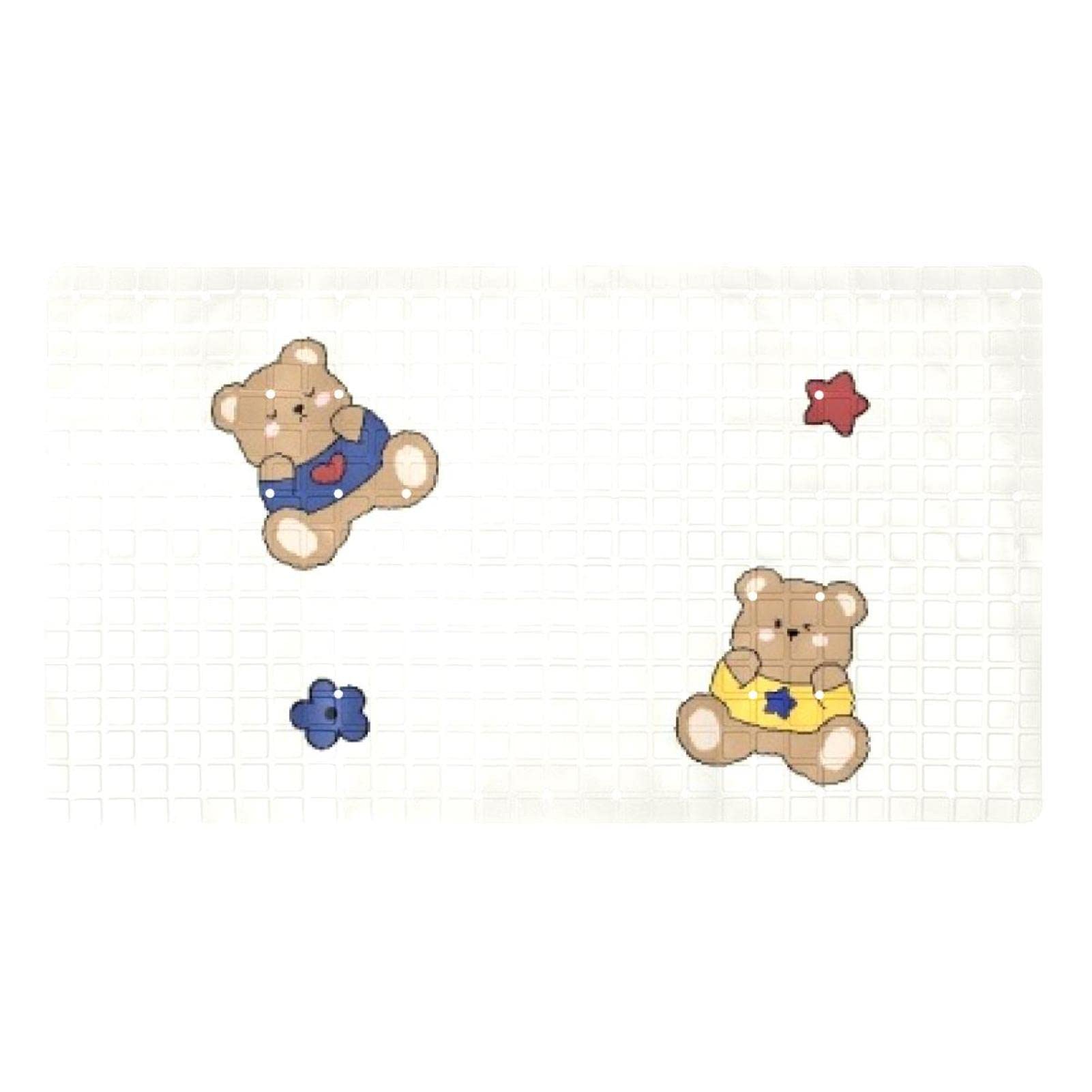 Tapis de baignoire antidérapant à ventouses avec trous de drainage motif ours