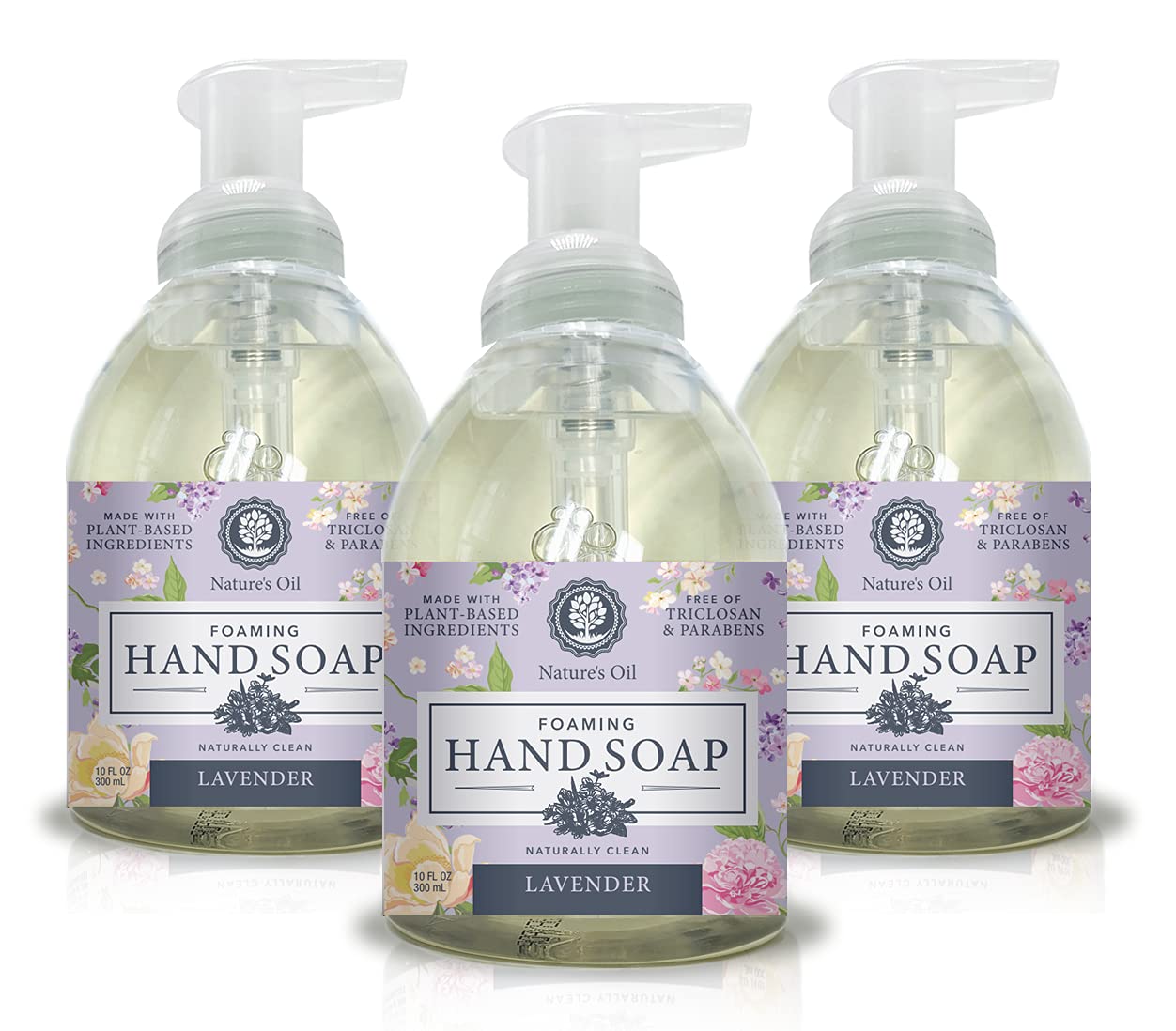 Nature's Oil Foaming Hand Soap, Lavender, 10 Fluid Ounces (3 Pack)
