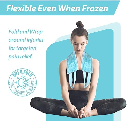 Miniatura 7 de NEWGO Bolsa de hielo para aliviar el dolor de cuello, elegible para FSA, envoltura de hielo de cuello para alivio del dolor cervical, presión de