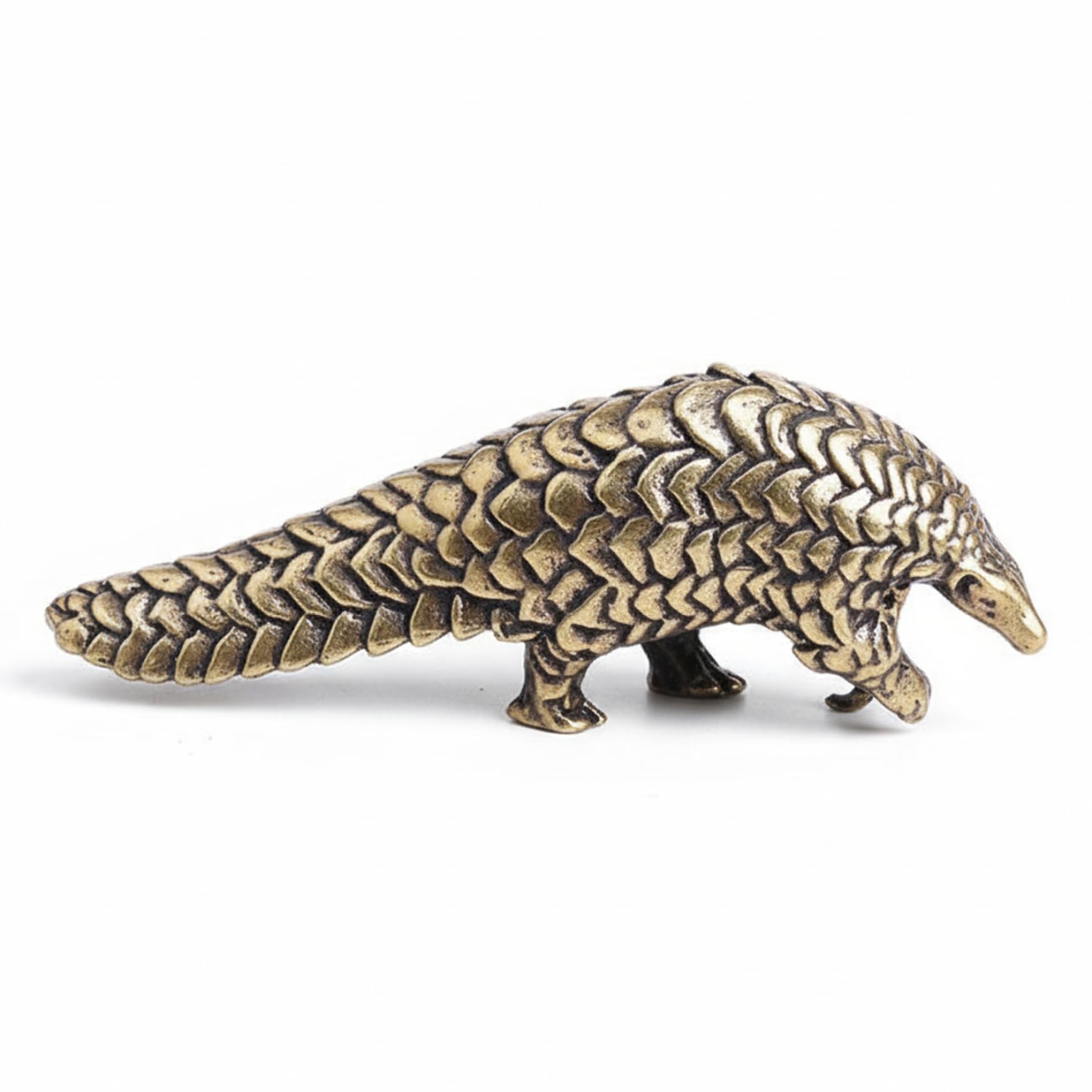 Monwssoe Figurines, Pangolin Figurine - Small Metal Animal Statues for Home Decor, Collectible Art Miniature Antique Bronze Sculpture