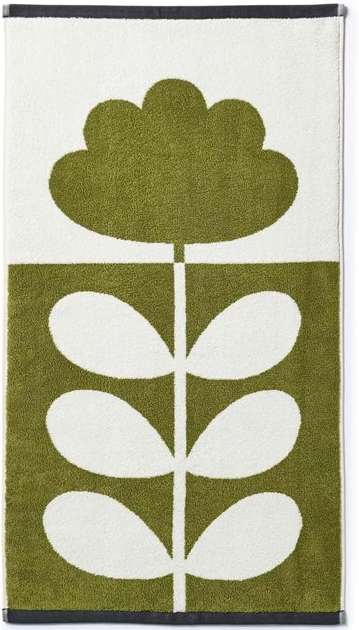 Orla Kiely Cut Stem Badetuch, Moos & Anthrazit, 100 % Baumwolle (Handtuch 50 x 90 cm)