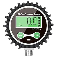 Vista 9 de Manómetro digital de baja presión con conector inferior NPT de 1/4" y protector de goma por Uharbour, 5-60 psi, precisión 1%, resolución 0.1psi