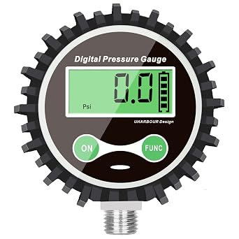 Digital Low Pressure Gauge with 1/4 NPT Bottom Connector and Rubber Protector by Uharbour, 0.35-15 psi, Accuracy 1% .F.S.