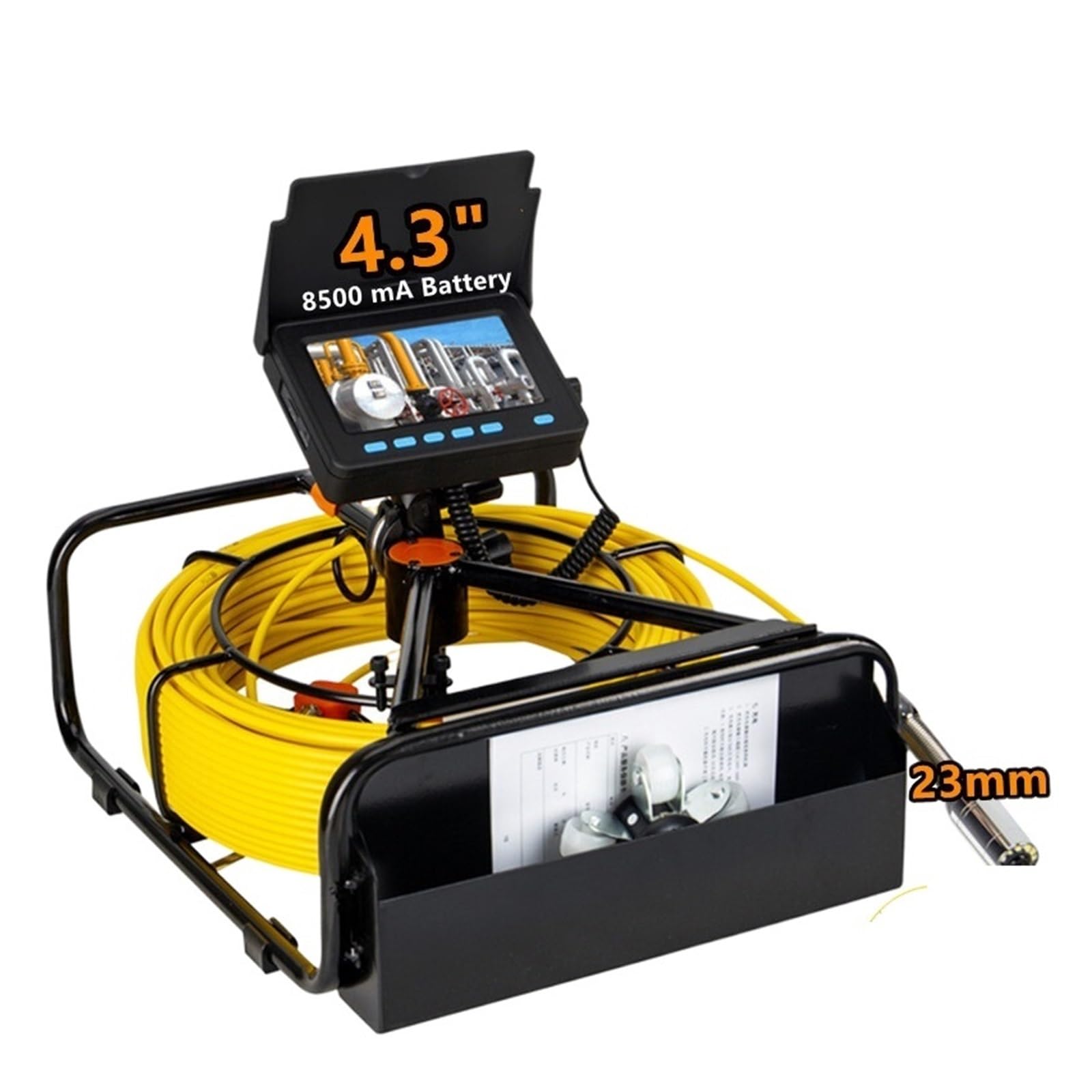Sewer Camera, DVR 16GB Card 8500mAh Battery Capacity HD Pipeline Camera IP68 Industrial Drain Sewer Pipe Inspection Endoscope(30m,23MM Camera NO DVR)