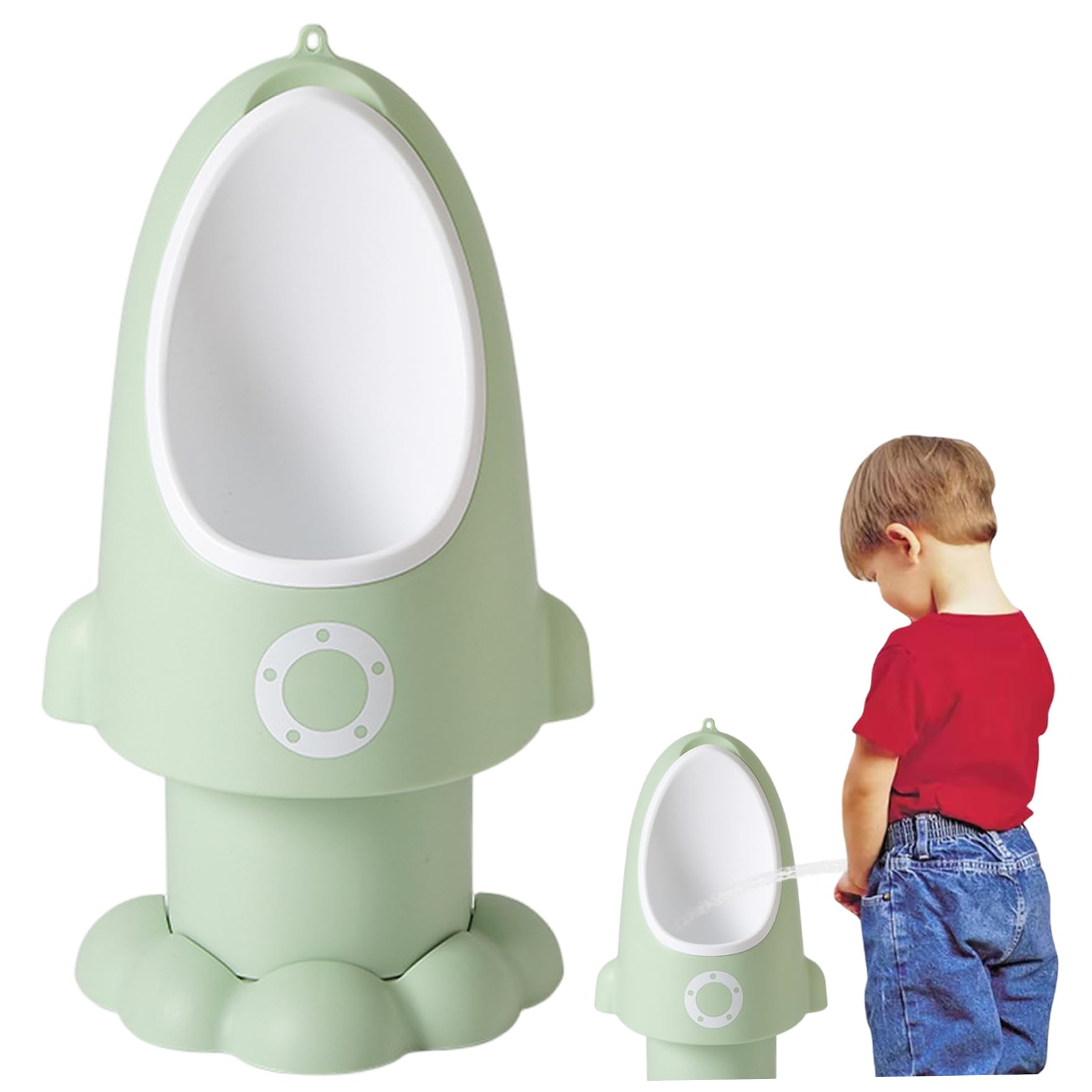 Töpfchentraining-Urinal Kleinkind-Urinal, verstellbar, sprühfest, Baby-Töpfchen mit lustiger Cartoon-Form, hängen/stehen, leicht zu reinigen, Training für Jungen von 1–6 Jahren, Grün