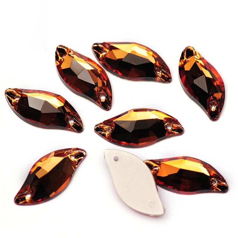 Topaze fumée claire à coudre ornée de feuilles de diamant luxe