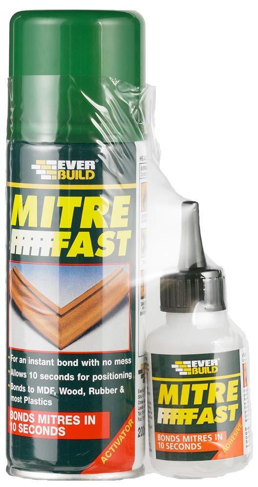 Pack of 5 Everbuild Mitre Fast Instant Bonding Kit 50g Adhesive 200ml Activator