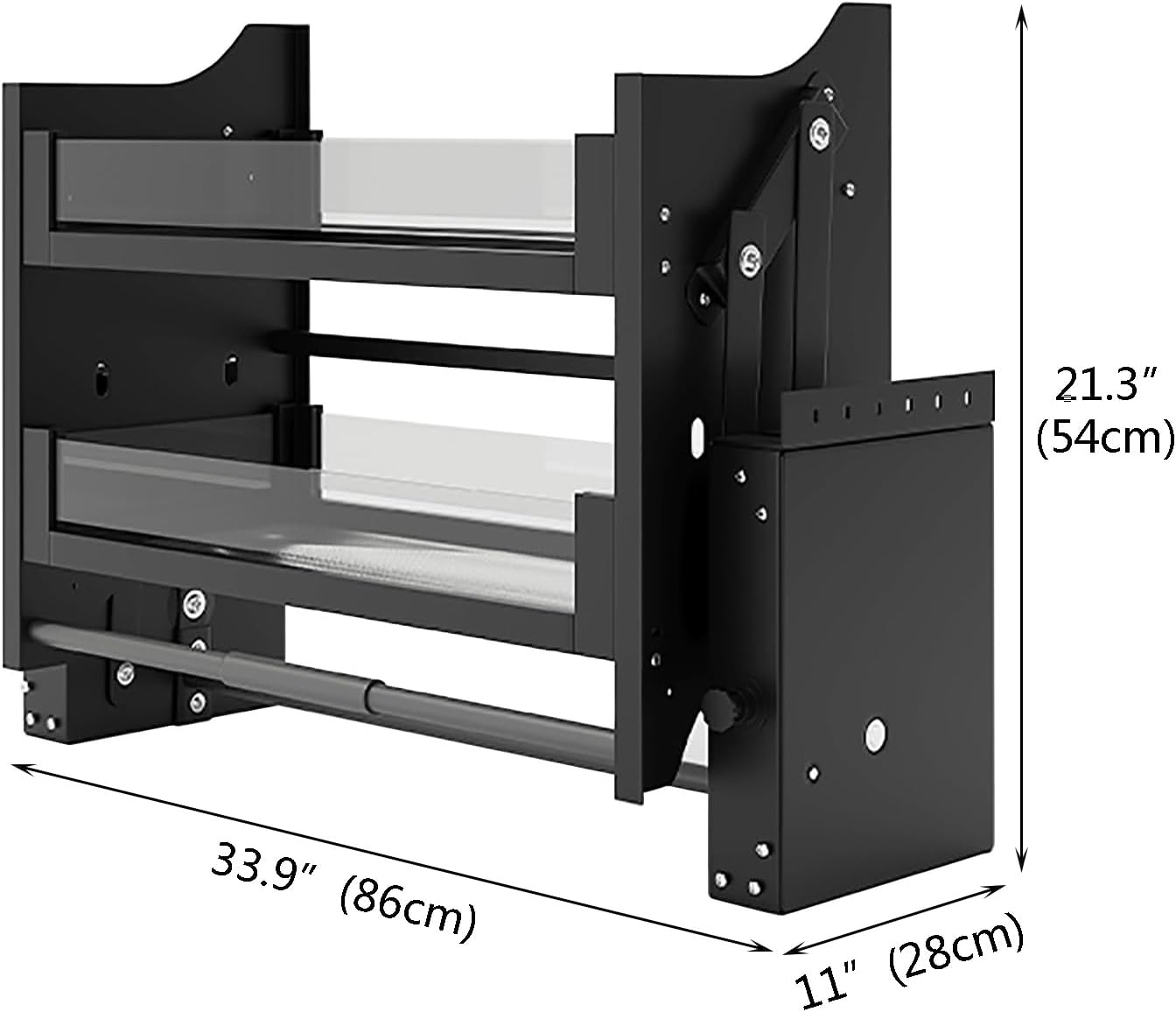 2-Tier Kitchen Cabinet Pull Down Shelf, Inner Space Saving Spice Rack Organizer, Heavy-Duty Upper Kitchen Wall Cabinet Sliding Under Shelf for Storage Plates Bowls (Size : 33.9"x11"x21.3")