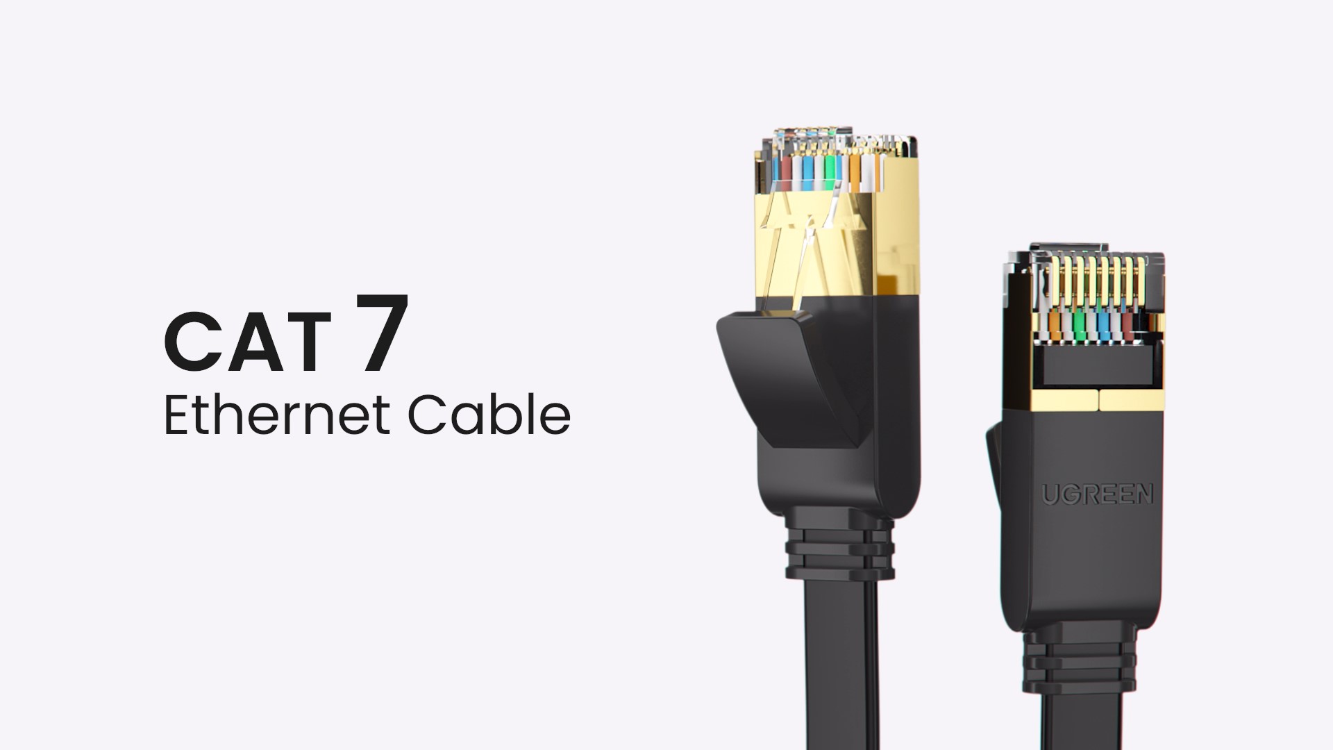 Image of UGREEN Cat 7 Ethernet Cable, 3FT Ethernet Cable with 10Gbps High Speed, 100% Pure Copper Wire and Gold-Plated Connectors, Flat Design, Compatible with Gaming PS5 /4 /3 Xbox PC Laptop Modem Router | RJ45 10 Gigabit 600MHz FTP Flat Connector for Steam Deck PS5 Xbox X /S PC Compatible with Cat 7 /6 /5e