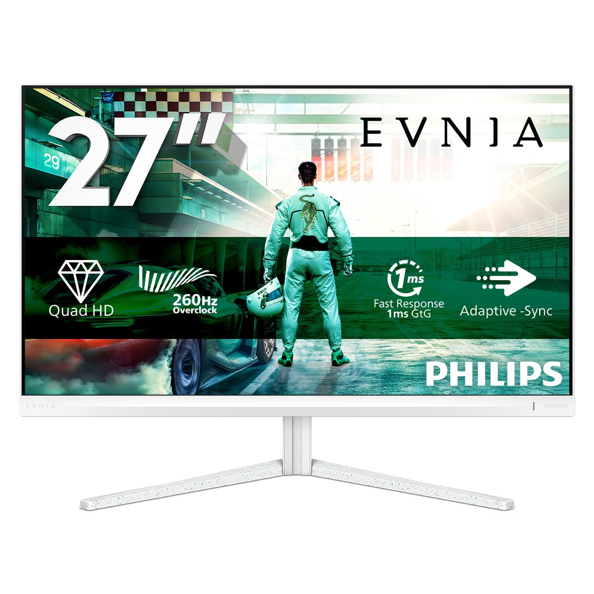 Philips 27M2N3501PA 27-calowy monitor QHD, 260 Hz, szybki IPS, 0,3 ms MPRT, adaptacyjna synchronizacja, HDR400, regulacja wysokości (2560 x 1440, HDMI 2X 2.0, DP 1x 1.4), czarny