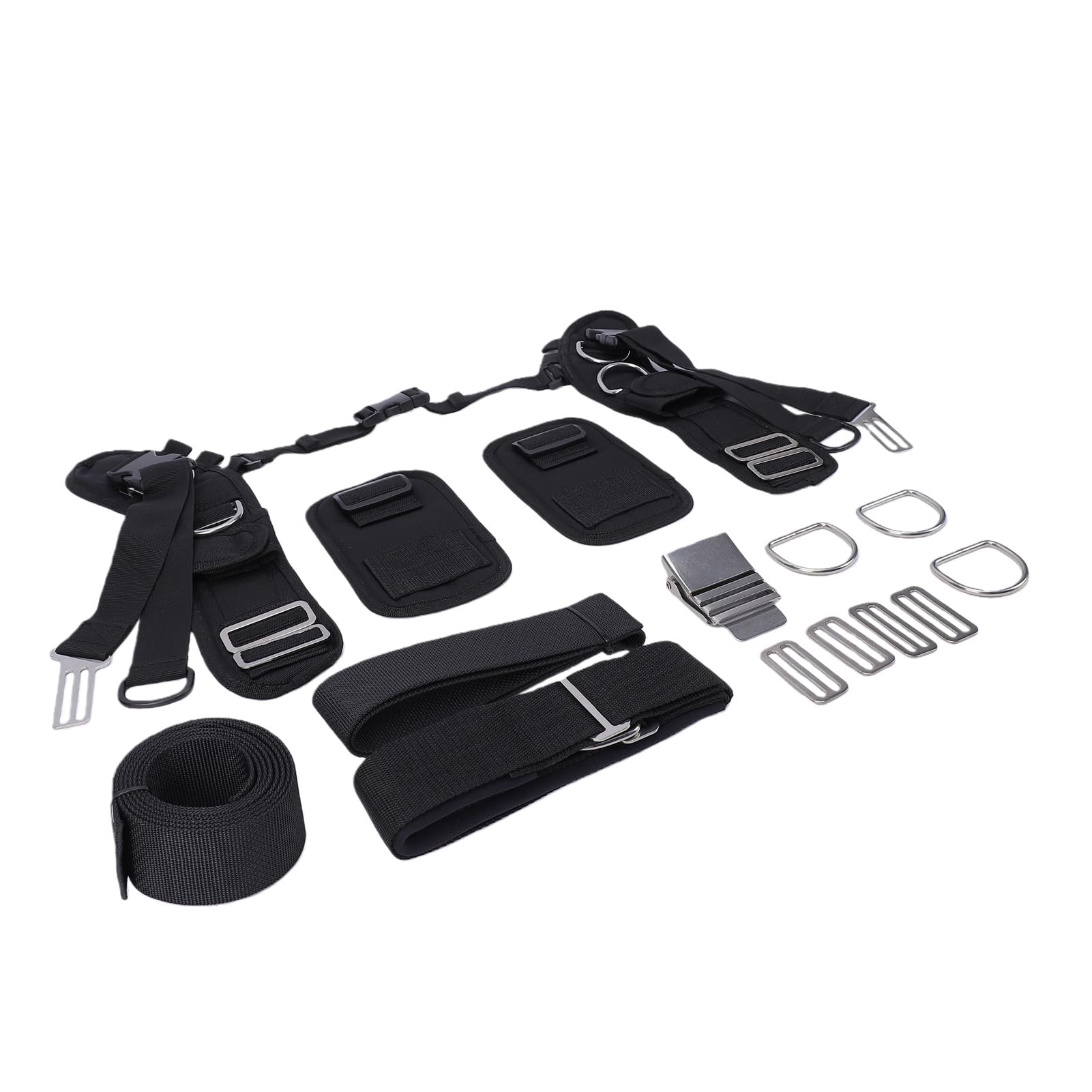 Luocute Imbracatura con Piastra Posteriore per Immersioni Subacquee | Fibbie Antiruggine in Nylon in Acciaio Inossidabile, Spallacci in Neoprene, Anelli di Ritenzione in Gomma Flessibile per