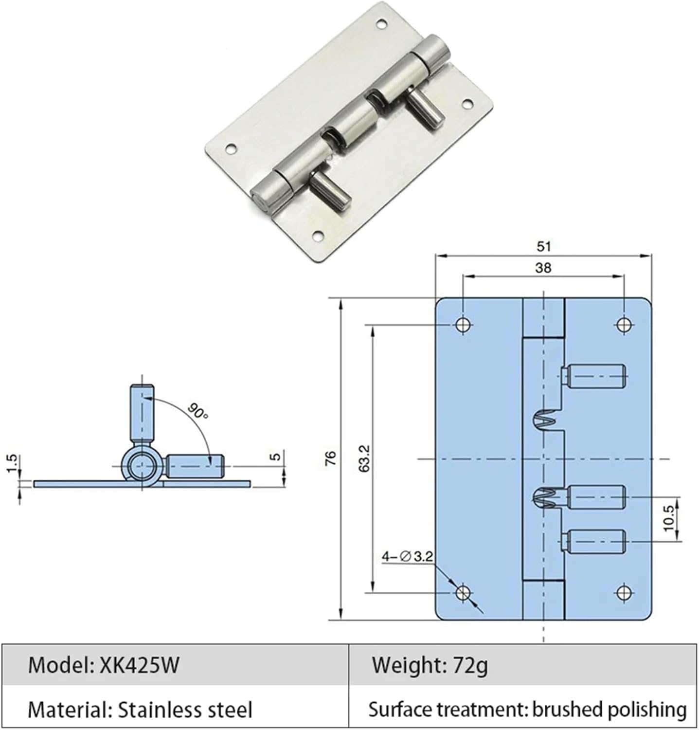 XK425W Furniture Hinges Handware Tools Air Box Woodworking Detaching Trolley Box Latch Home Improvement Supplies 1Pcs