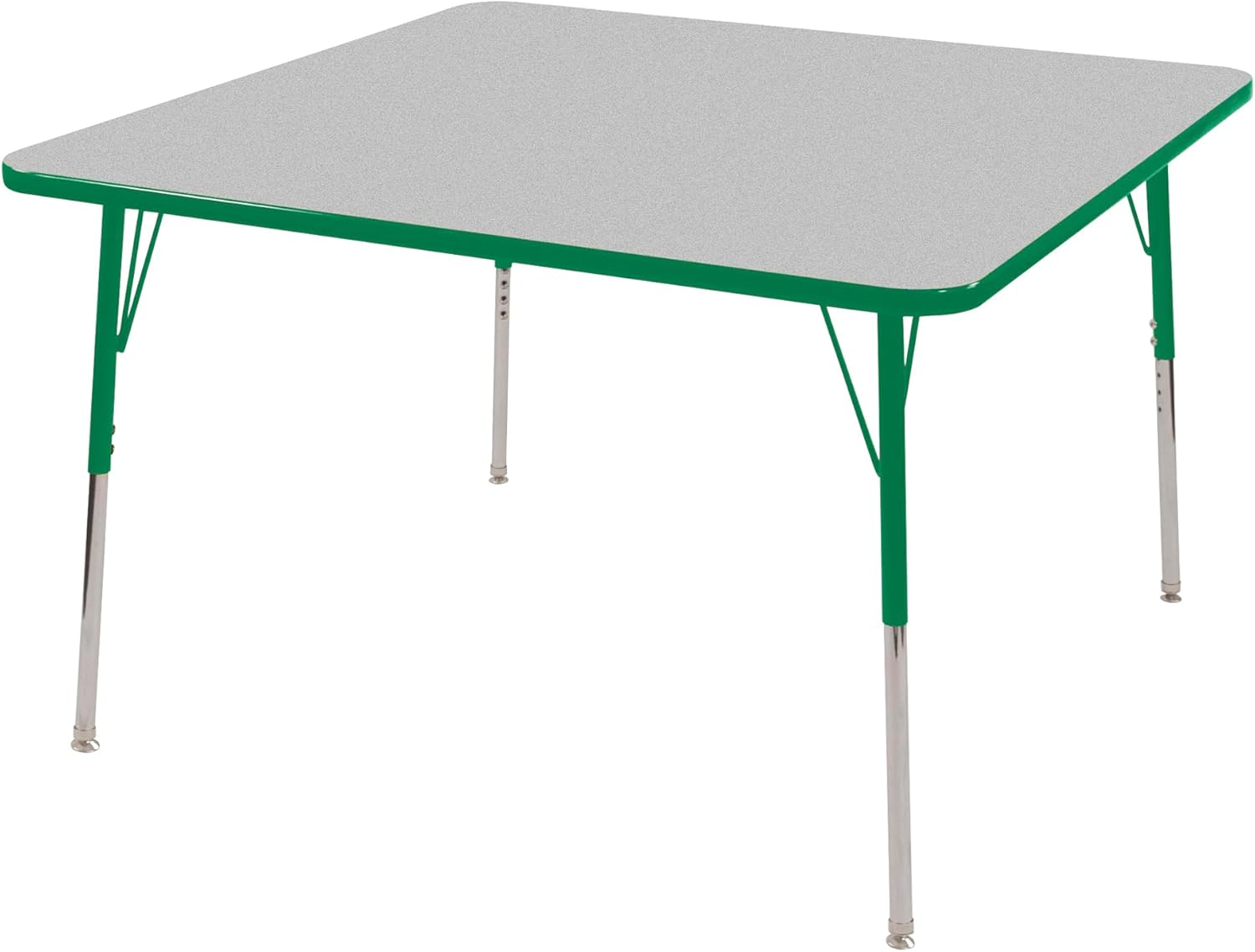 Norwood Commercial Furniture Adjustable Height Classroom Activity Table for Kids & Adults, Square Activity Table for School and Home, Gray Nebula/Red, 48" W x 48" L