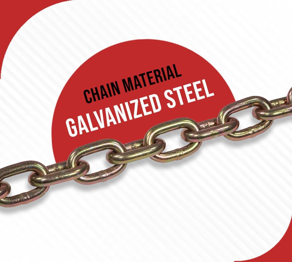 Mytee Products (4 Pack 36 inch Grade 70 Trailer Safety Chain with 3/8" Clevis Snap Hook & Chain Retainer - 25000 lbs Breaking Strength - Transport 3/8 Safety Chains with Clevis Hook for Towing