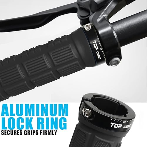 Vista 26 de Puños de manillar de bicicleta de doble bloqueo - Puños cómodos de goma para bicicleta de montaña BMX (Enchufe de bloqueo de aluminio+empuñaduras)