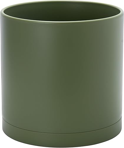 Miniatura 8 de D'vine Dev Macetas de plástico de 10 pulgadas para macetas de plantas con agujero de drenaje y platillos sin costuras, color negro, 74-X-B-2 Mate