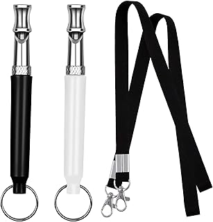 Dog Whistle to Stop Barking Neighbors Dog,Dog Whistle Training,2 Pack Ultrasonic Dog Whistle,Professional Dog Recall Whistle,Dog Training Whistle,Silent Dog Whistle to Stop Dog Attack (Black White)